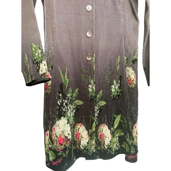 Jerry T Jacket NWOT Sz Meduim Silver Grey Floral Button Front Abstract Design - Picture 4 of 5